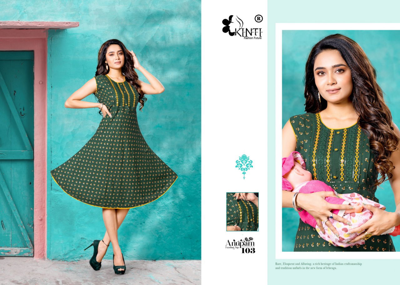 Kinti Anupam 101 Embroidery Heavy Rayon Daily Wear Kurti Collection